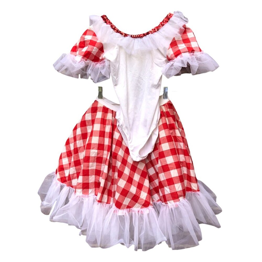Marvel Costumes USA Dance Costume Tutu Red White Plaid Sequins 2 Pc Adult Small